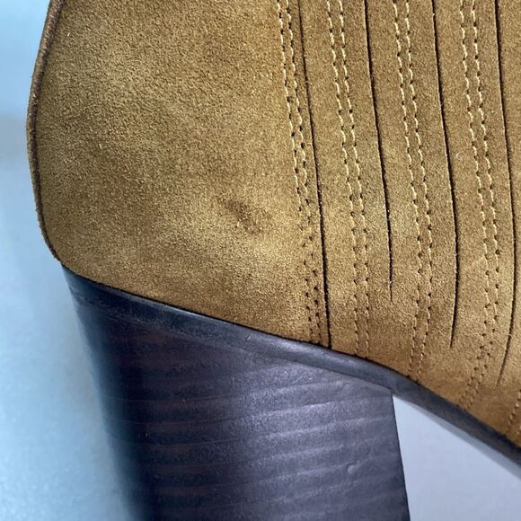 Marc Fisher Maree Western Pointed Toe Suede Bootie Pull-On High Block Heel - Picture 11 of 14